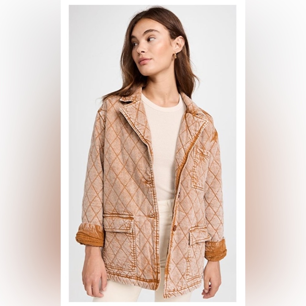 NWOT Young Fabulous Broke YFB Walker Quilted Jacket XS Honey brown Shacket Coat